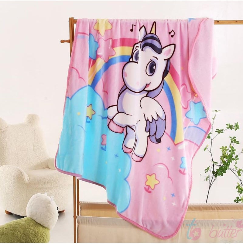 Butterthief Light Weight Cartoon Printed Blanket 100 x140 cm, 0-5 Years Soft Flannel for All Seasons Reversible Baby Blanket for Kids Toddlers New Born Boys & Girls - Image 2