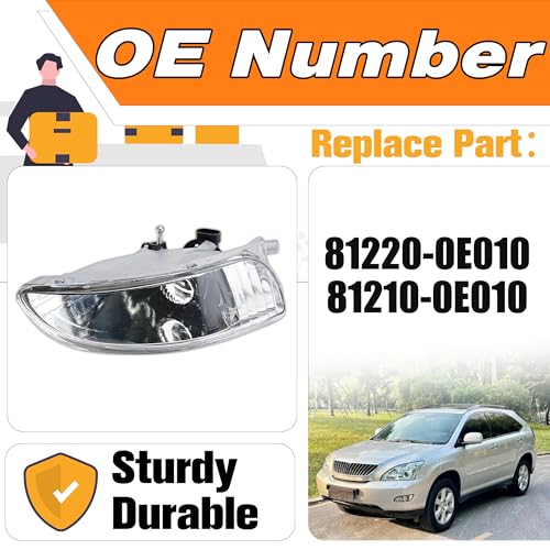 LEVANLIGHT Fog Lights Compatible Lexus RX330 2004 2005 2006/RX350 2007 2008 2009 Fog Lights Lamps Driving Lamps w/Switch/Wiring/Bulb Clear Lens | 81220-0E010 81210-0E010 - Image 2