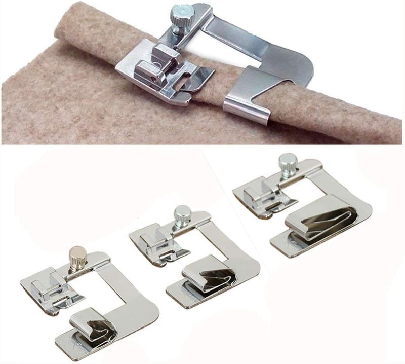 Windman 3 Sizes Wide Rolled Hem Pressure Foot Sewing Machine Presser Foot Hemmer Foot Set 1/2 Inch, 3/4 Inch, 1 Inch Low Shank Sewing Machine Presser Foot for Brother Singer - Image 1