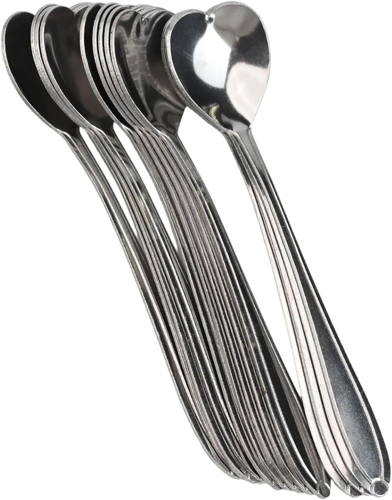 Heart-Shaped Coffee Spoons Set of 12, Polished Stainless Steel Dessert and Tea Stirring Utensils, Elegant Design for Home, Restaurant, Café, Rust-Resistant, Easy to Clean, Dishwasher Safe(silver) - Image 3
