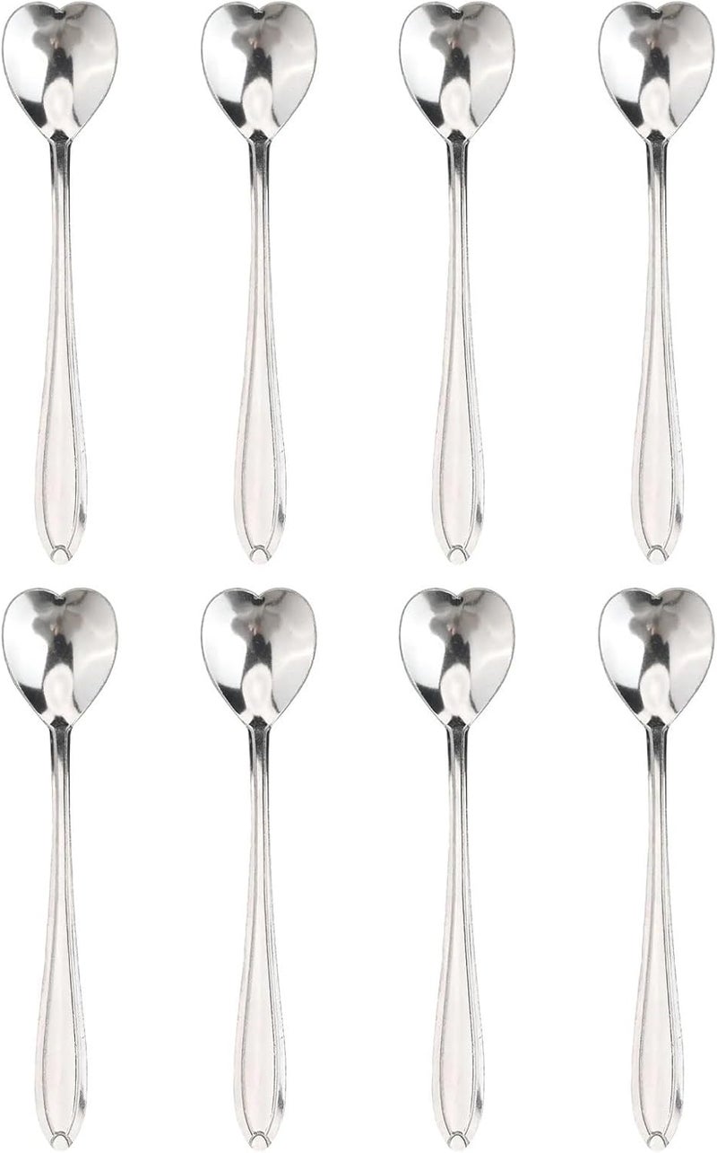 Heart-Shaped Coffee Spoons Set of 12, Polished Stainless Steel Dessert and Tea Stirring Utensils, Elegant Design for Home, Restaurant, Café, Rust-Resistant, Easy to Clean, Dishwasher Safe(silver) - Image 2