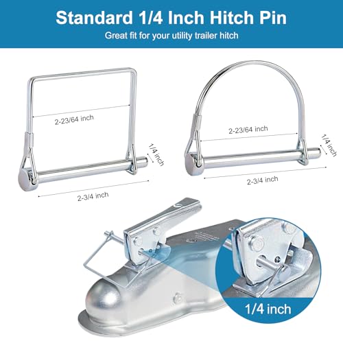 Aurdeayi 8PC Trailer Hitch Pin, Standard 1/4 Inch Hitch Pins, Strong Trailer Coupler Pin Safety Lock, Easy Hook Up Locking Retainer, Perfect for Tractor, RV, Farm Yard Equipment - Image 2