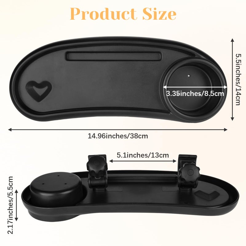 Motthjcw Stroller Snack Tray,Adjustable Snack Tray for Stroller with Cup Holder and Phone Holder,Enlarged Thickened Accessories, Non-slip Handle Clip Suitable for Round Tube Flat Tube Handrails - Image 2