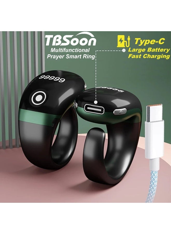 TBSoon Lightweight Tasbih Smart Ring, Tasbeeh Counter, Prayer Direction Indicator Guide, 5 Azan Alarm Clock, Large Screen, Large Battery, Forgiveness, Electronic Rosary, Eid al-Fitr Eid al-Adha Ramadan Gift,for men and women, with Smart Phone APP - Rose Golden Pro - Image 5