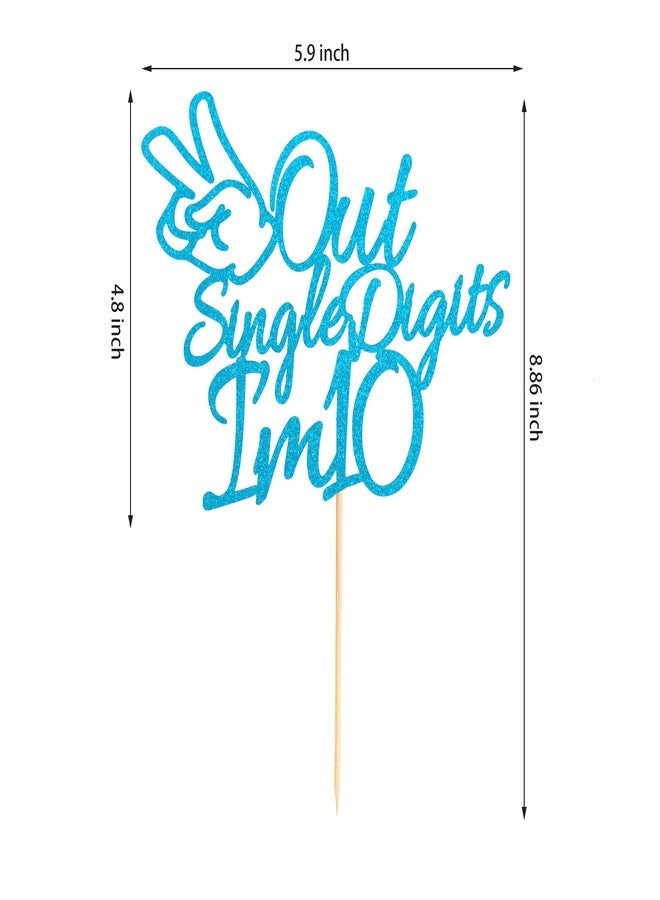 Arthsdite Out Single Digits I'm 10 Cake Topper Double Digits 10 Cake Decoration Happy 10th Bithday Decorations for Boys Girls 10th Birthday Decorations - Bule Glitter - Image 2