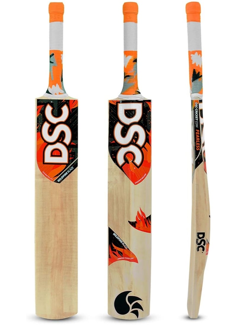 DSC - Wildfire Blaze Cricket Bat for Tennis Ball| Size: 5 | Material: Kashmir Willow | For All-Round | Weight: 1180 - 1240 gms | Cross Weave Tape on Edges | For Tennis Ball - Image 1