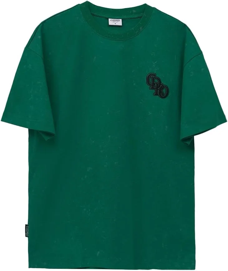 سيدرو Cedro Men's Oversize Graphic Cotton Tee in Green