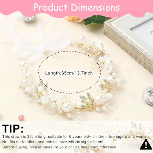 YUISI Tiara for Women, Hair Band for Women, Elegant Floral Pearl Crown Headband, Bridal Hairband, Party, Birthday, Dress Up - Image 2