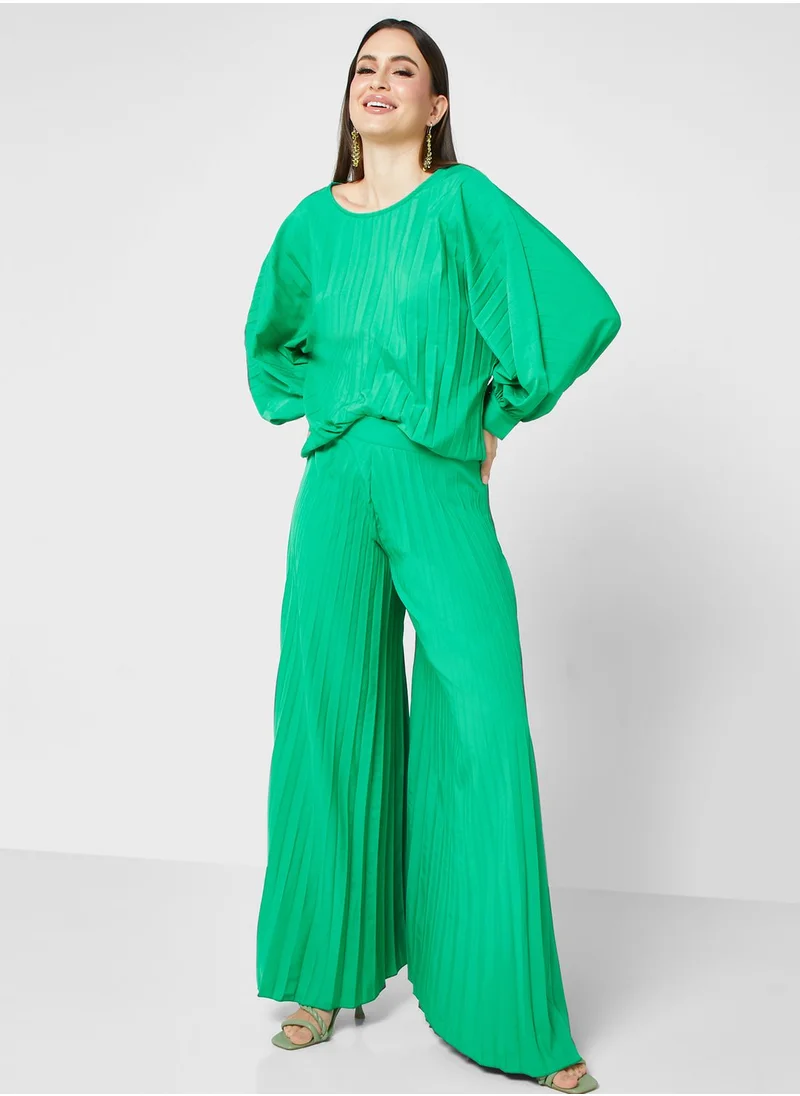 ELLA Puff Sleevetop & Pleated Pant Set