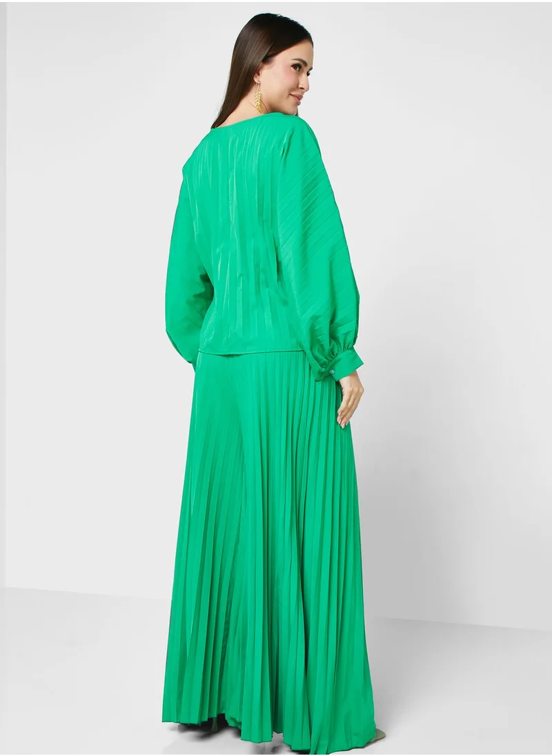 ELLA Puff Sleevetop & Pleated Pant Set