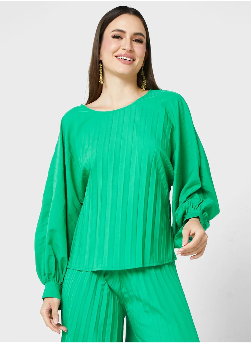 ELLA Puff Sleevetop & Pleated Pant Set