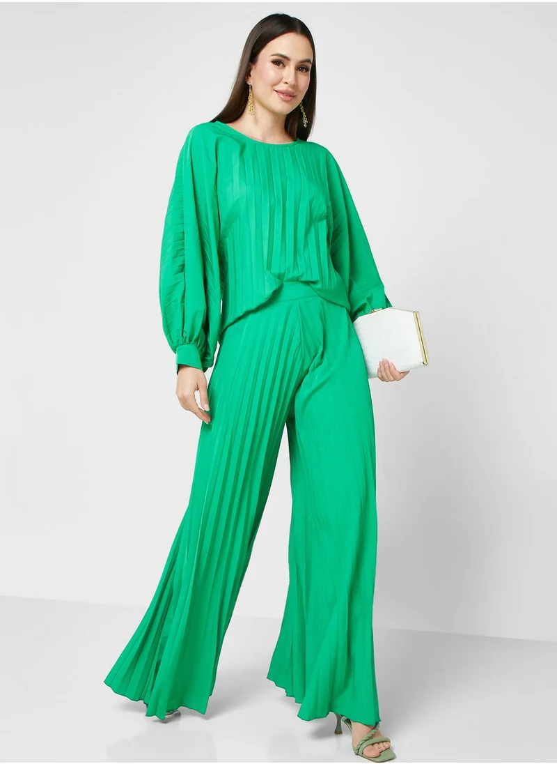 ELLA Puff Sleevetop & Pleated Pant Set