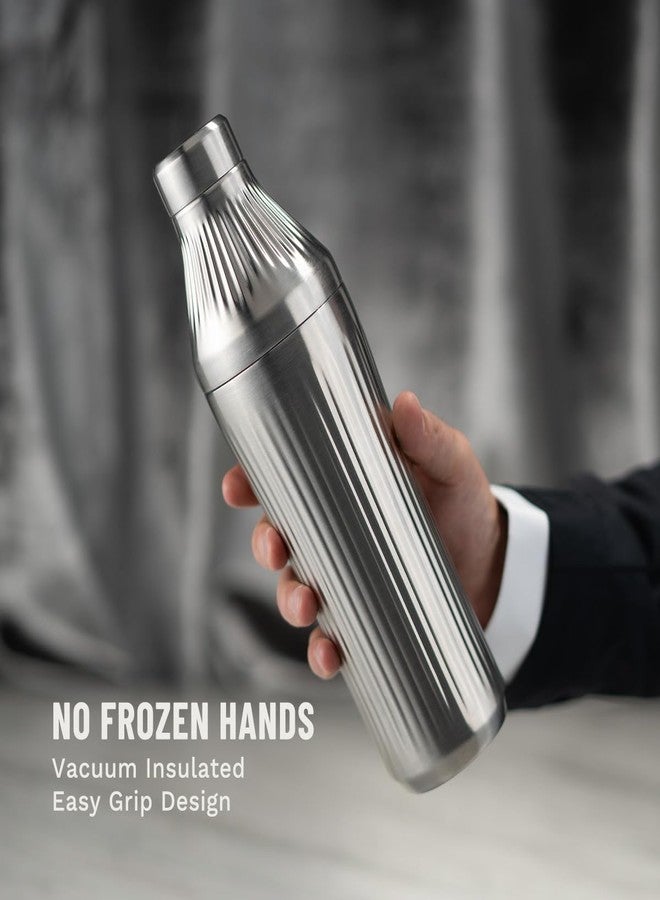 Elevated Craft Diamond Edition Hybrid Cocktail Shaker Set - Premium Vacuum Insulated Stainless Steel, 28 oz, Includes Built-In Strainer, Precise Measuring Top & XL Polishing Cloth - Martini Shaker - Image 3