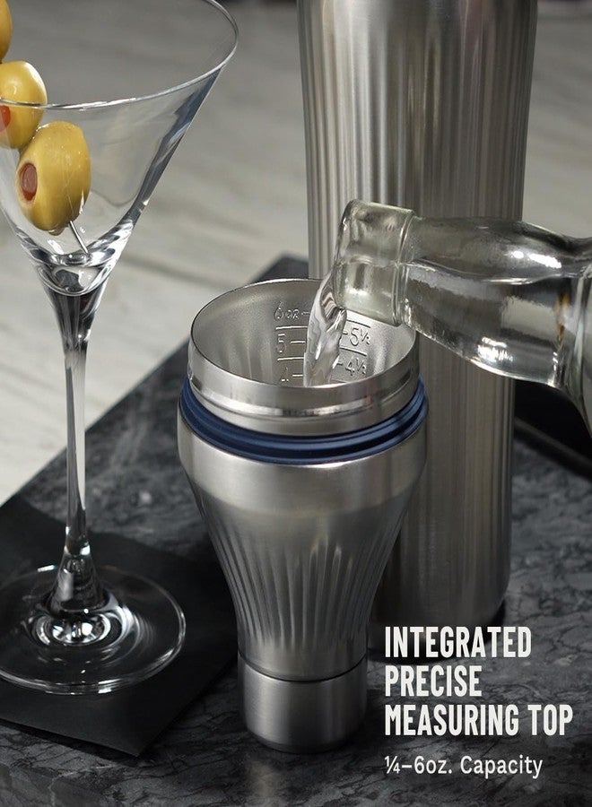 Elevated Craft Diamond Edition Hybrid Cocktail Shaker Set - Premium Vacuum Insulated Stainless Steel, 28 oz, Includes Built-In Strainer, Precise Measuring Top & XL Polishing Cloth - Martini Shaker - Image 4