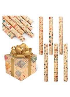 Excefore Gift Wrapping Paper 6 Sheets Gift Wrap for Birthday Holiday Wedding Party Kids Gift Wrapping Kraft Paper Roll Holiday Gift Wrapping Paper DIY Set Size 70cmX50cm 6 Sheets  - Image 1