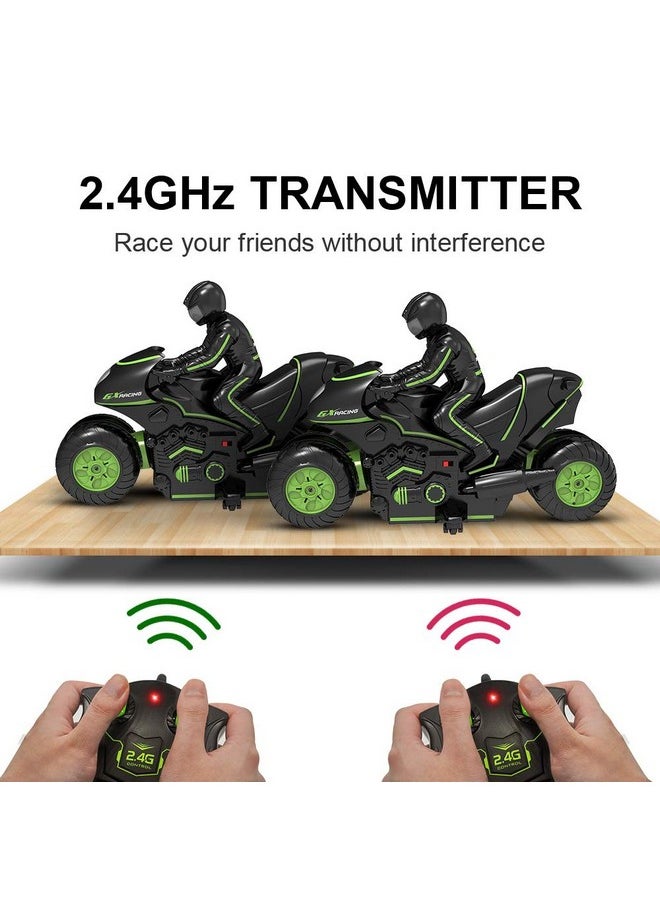 SINOVAN Sinovan RC Motorcycle, High Speed Remote Control Motorcycle, 2.4GHz 360 Rotating Drift Stunt Car Motorbike Toy for Kids Ages 4 and Up (Green)  - Image 4