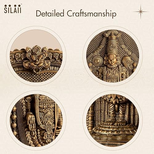 SILAII Lord Sri Venkateswara Divine Sculpture – 1 FEET – Antique Bronze | Tirupati Balaji Idol | Home Decor, Pooja Mandir & Gift Purpose - Image 3
