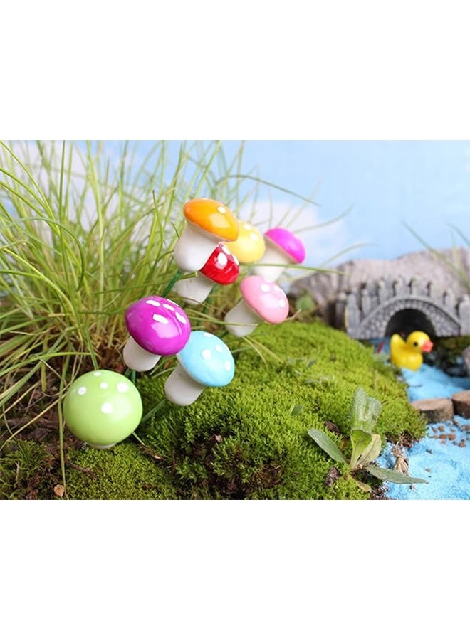 60pcs Mini Mushroom Miniature Model Artificial Garden Fairy Bonsai Pot Resin Craft Decoration Home DIY Miniature Landscape Decoration (Multiple Colors) - Image 2