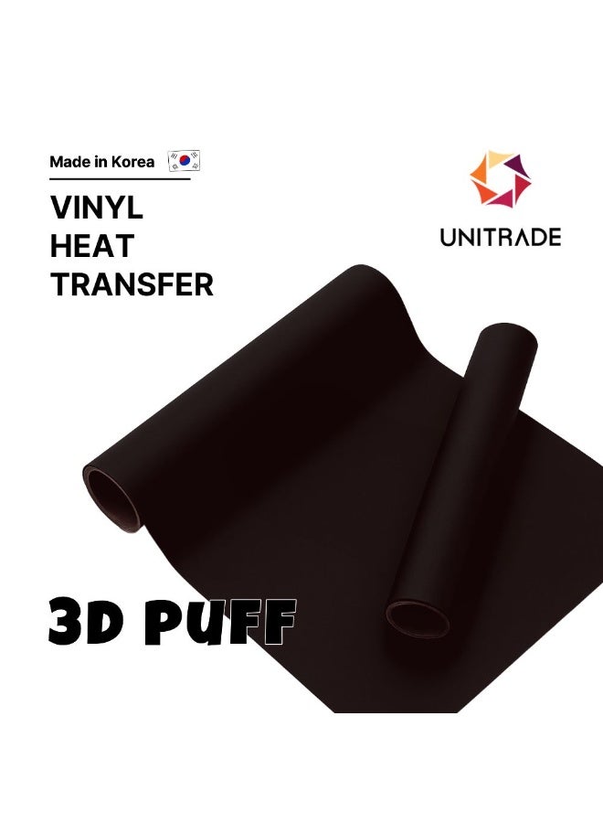 UNITRADE® 3D Puff Black Heat Transfer Vinyl Roll - 51cm x 25m / Compatible with Cricut, Silhouette, Professional Cutters / CPSIA Certified / Made in Korea - Image 1