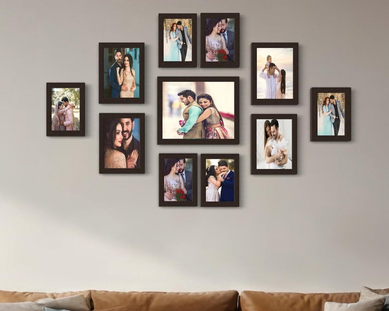 Stuthi Arts Wood MDF Photo Frame With Glass (11Photos), Wall Mount (Brown) - Image 2