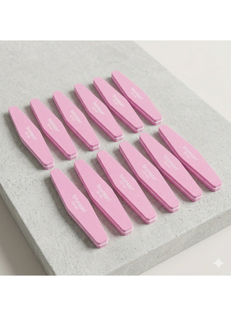 brunson 12 Pieces Nail Professional Buffer File, Block Natural Manicure Pedicure Kit- SEB-325P 100/180 Grit - Image 1