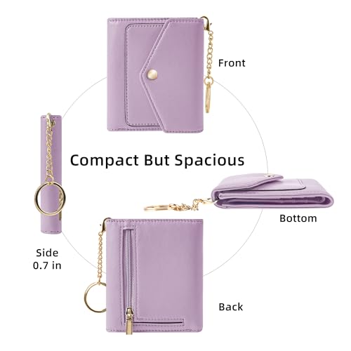 Gostwo Womens Wallet RFID Blocking Small Wallets Woman Credit Card Holder Trifold Ladies Wallets with Coins Zipper Pocket(Purple) - Image 5