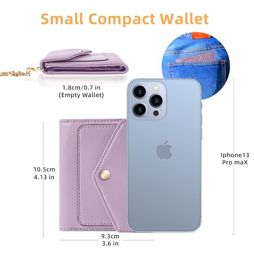 Gostwo Womens Wallet RFID Blocking Small Wallets Woman Credit Card Holder Trifold Ladies Wallets with Coins Zipper Pocket(Purple) - Image 2