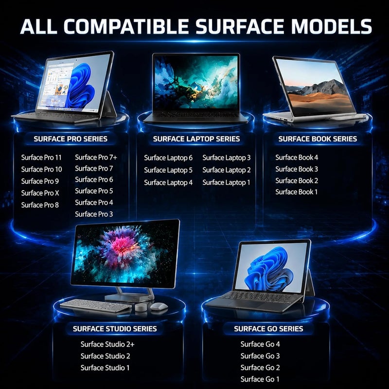 إيفر قلم لـ Microsoft Surface Pro 10/9/8/X/7+/6/5/4/3/Surface 3، Surface Go 4/3/2/1، Surface Laptop/Studio/Book 4/3/2/1 مع حساسية ضغط 4096، رفض راحة اليد، وظيفة الإمالة - Image 2