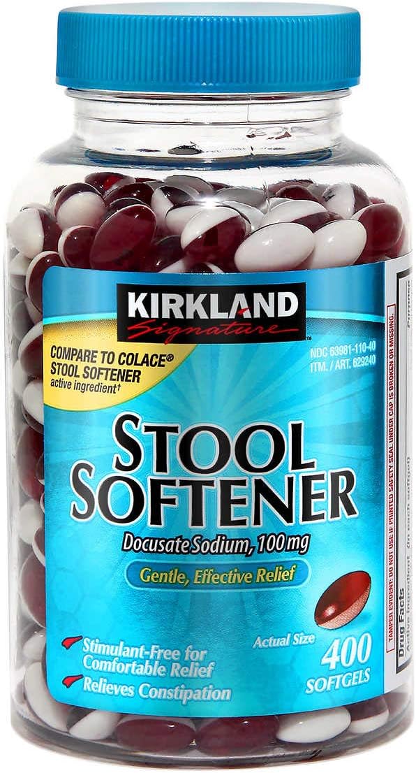 Kirkland Kirkland Signature Stool Softener Docusate Sodium 100 Mg, 800 Softgels/2Bottle