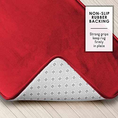 Clara Clark 3 Piece Bathroom Rugs Bath Mat Set, Velvet Memory Foam Bath Mats for Bathroom - Non-Slip, PVC Backing Bath Rugs, Washable - Dries Quickly, Burgundy - Image 5