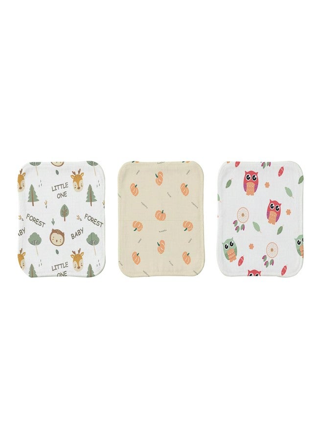 Mookoo Muslin Wash Cloth for New Born Baby | Soft Handkerchief | Muslin Burp Cloths & Baby Face Towels Newborn|PO6(Froest,Pumpkin,Owl) - Image 1