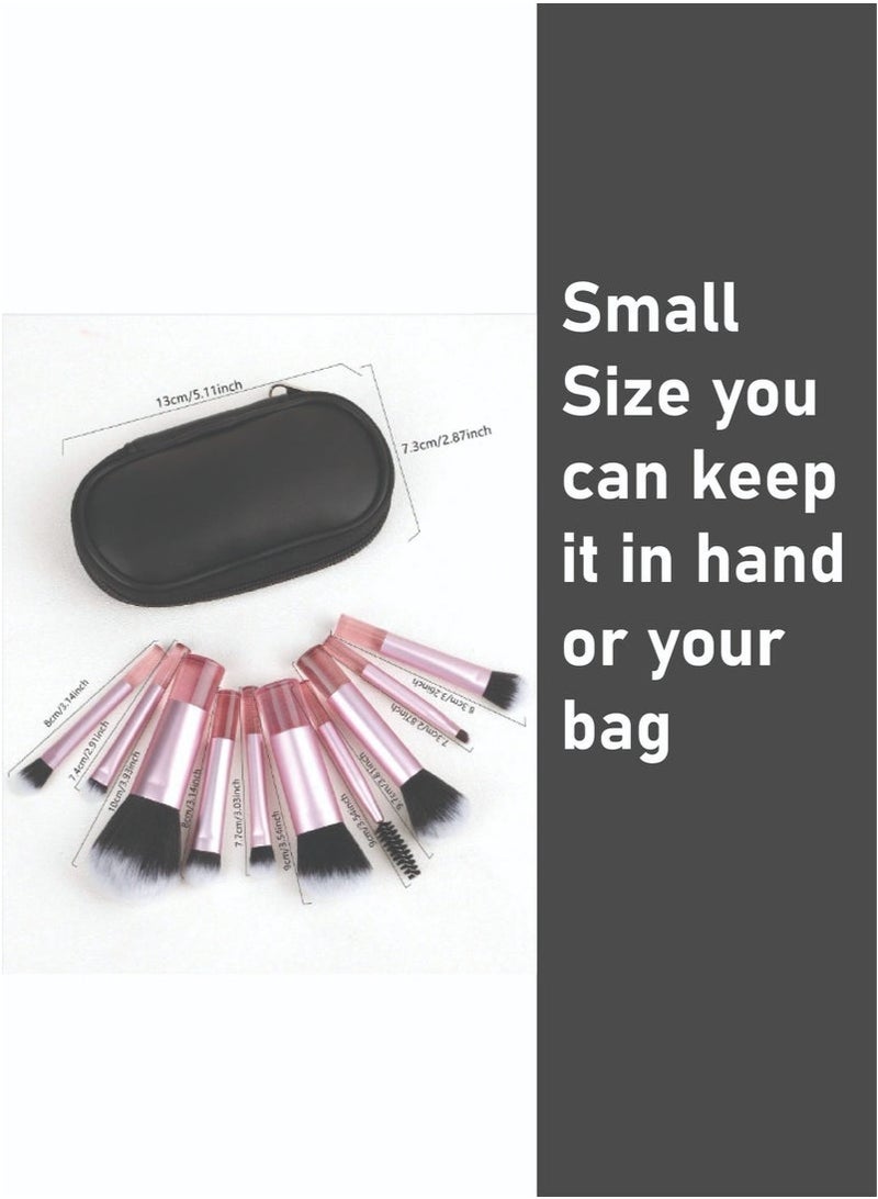 BAEKO Portable Makeup Brush Set, Easy-Grip Full Function Mini Cosmetic Brush Set with Brush Bag 10 brushes  - Image 5