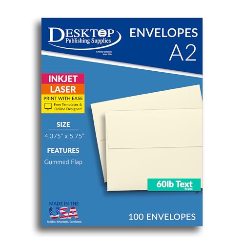 Desktop Publishing Supplies Envelope, A2 Cream, Square Flap - 100 Envelopes - Image 5