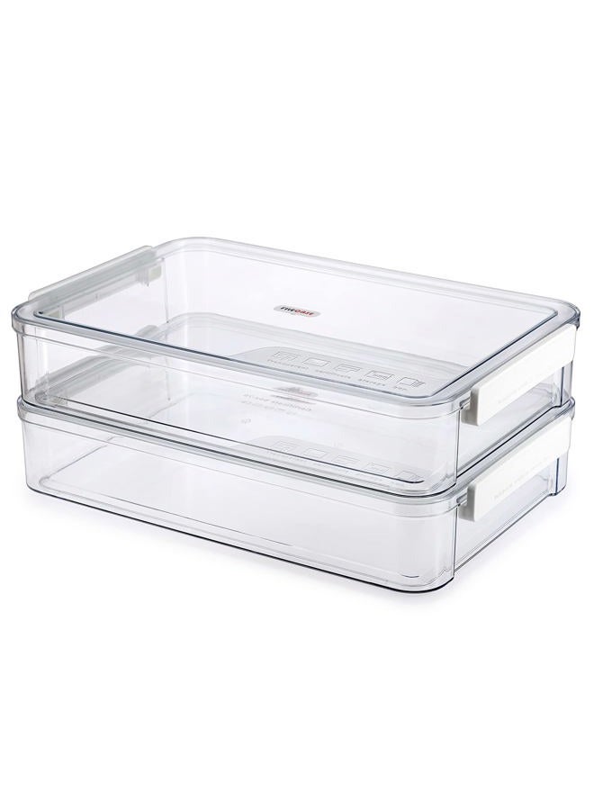 BTSKY 2 Pack Clear Plastic Stackable Storage Box File Protector Case Organizer Portable Project Case Document Holder for 8.5 x 13 Letter A4 File Paper, Plastic Storage Box Office Documents - Image 1
