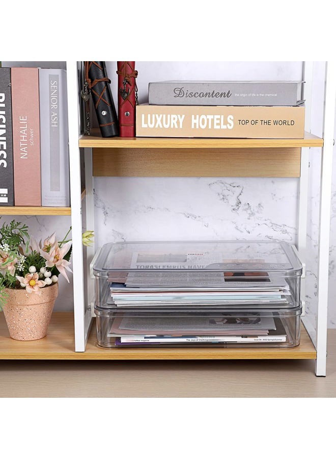 BTSKY 2 Pack Clear Plastic Stackable Storage Box File Protector Case Organizer Portable Project Case Document Holder for 8.5 x 13 Letter A4 File Paper, Plastic Storage Box Office Documents - Image 5