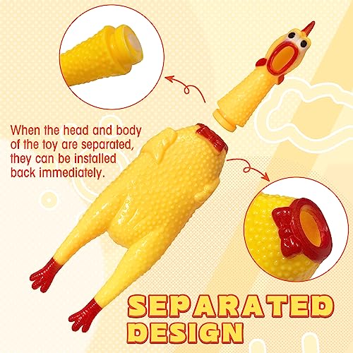 Zddaoole 6 Pcs Large Screaming Chicken Dog Toys,Yellow Rubber Chicken 12 inch,Squeeze Squeaky and Screaming Chicken,Prank Novelty Toy for Adults - Image 5