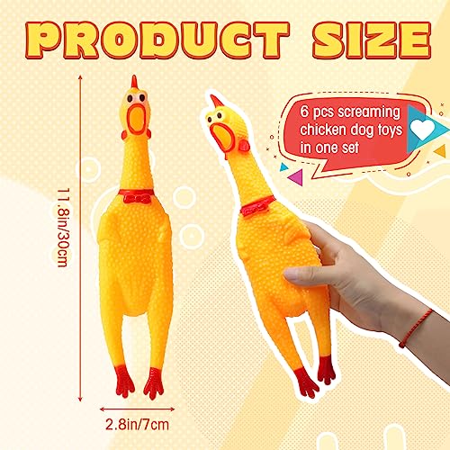 Zddaoole 6 Pcs Large Screaming Chicken Dog Toys,Yellow Rubber Chicken 12 inch,Squeeze Squeaky and Screaming Chicken,Prank Novelty Toy for Adults - Image 2