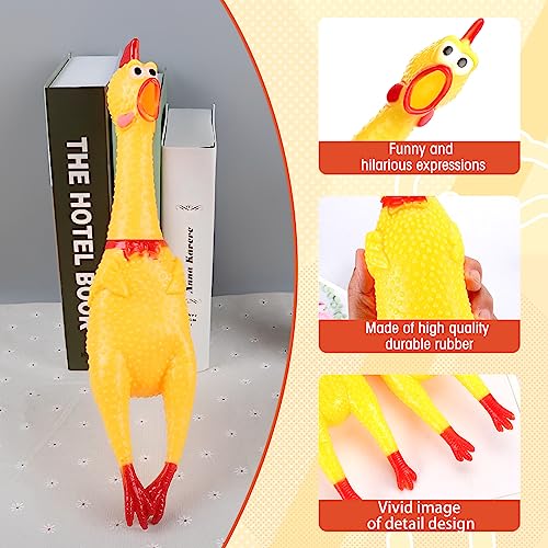 Zddaoole 6 Pcs Large Screaming Chicken Dog Toys,Yellow Rubber Chicken 12 inch,Squeeze Squeaky and Screaming Chicken,Prank Novelty Toy for Adults - Image 3