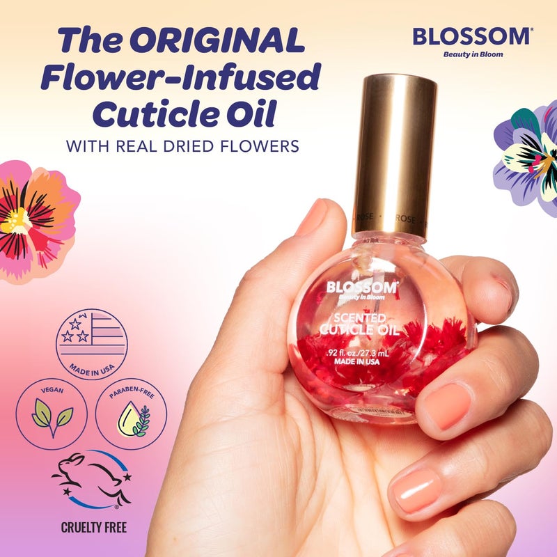 Blossom Cuticle Oil for Nails, Hydrating, Moisturizing, Scented Nail Oil Cuticle Care, Infused with Real Flowers, Made in USA, 0.92 fl. oz, Spring Bouquet - Image 3