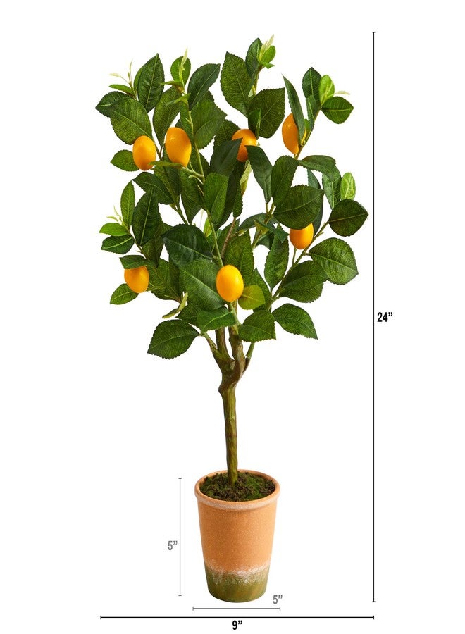 Nearly Natural 24in. Lemon Artificial Tree - Image 2