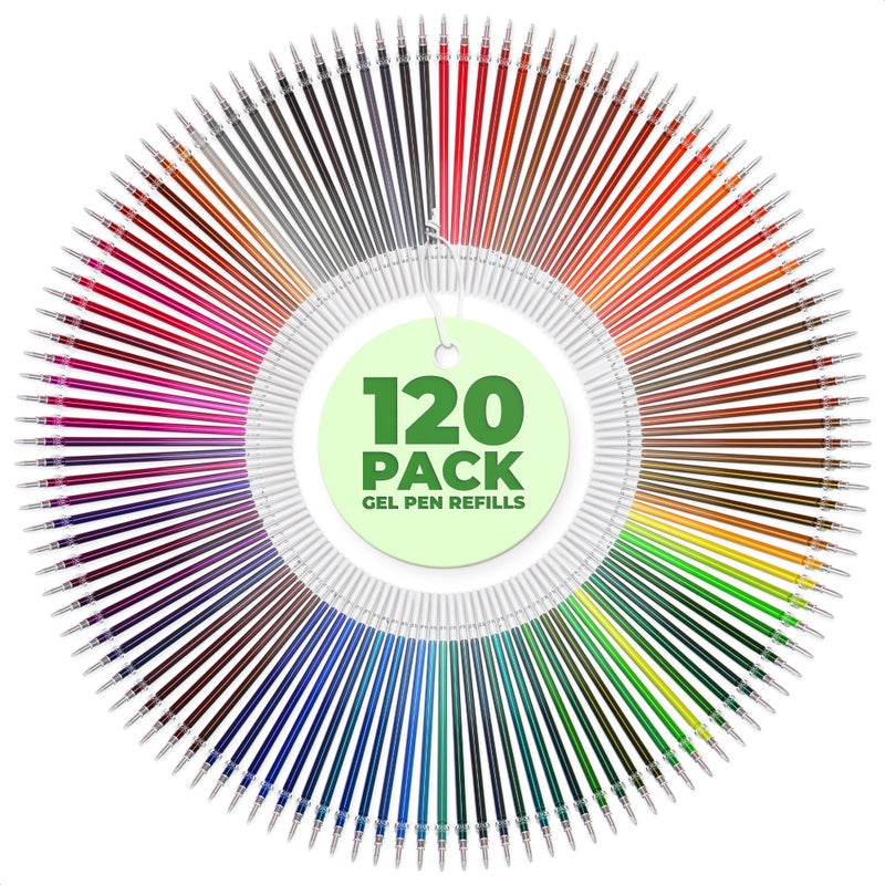 MYCRITEE 120 قطعة إعادة تعبئة أقلام الجل - أقلام جل لامعة للتلوين، أقلام جل معدنية، أقلام ملونة، أقلام باستيل للرسم، أقلام جل نيون فلورية، إعادة تعبئة أقلام الحبر، مجموعة أقلام لامعة - مجموعة أقلام ملونة لامعة - Image 1
