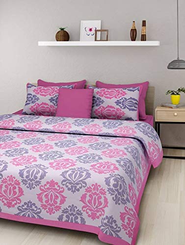 BedZone 100 Cotton Rajasthani Jaipuri King Size bedsheets Combo Double Bed Set 2 Double Bedsheet with 4 Pillow Cover Multicolor - Image 2
