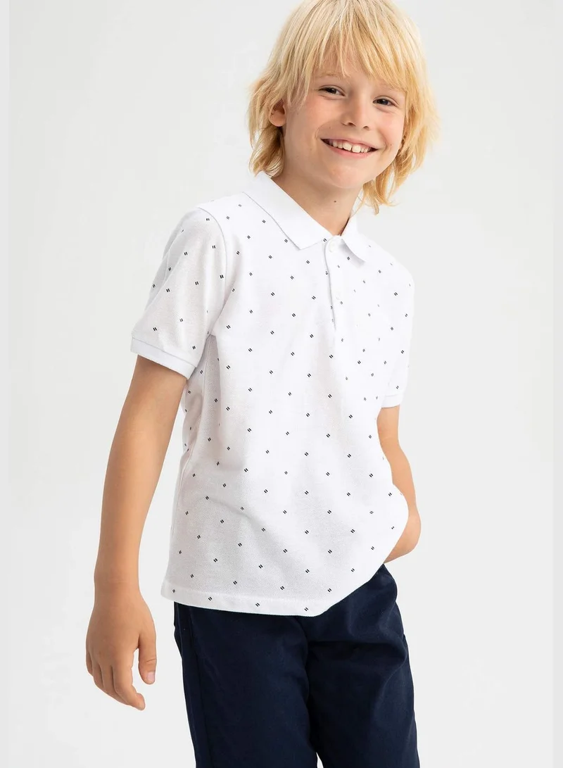 ديفاكتو Regular Fit Short Sleeve Polka Dot Print T-Shirt