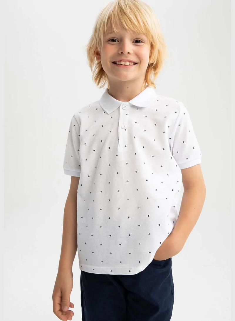 ديفاكتو Regular Fit Short Sleeve Polka Dot Print T-Shirt