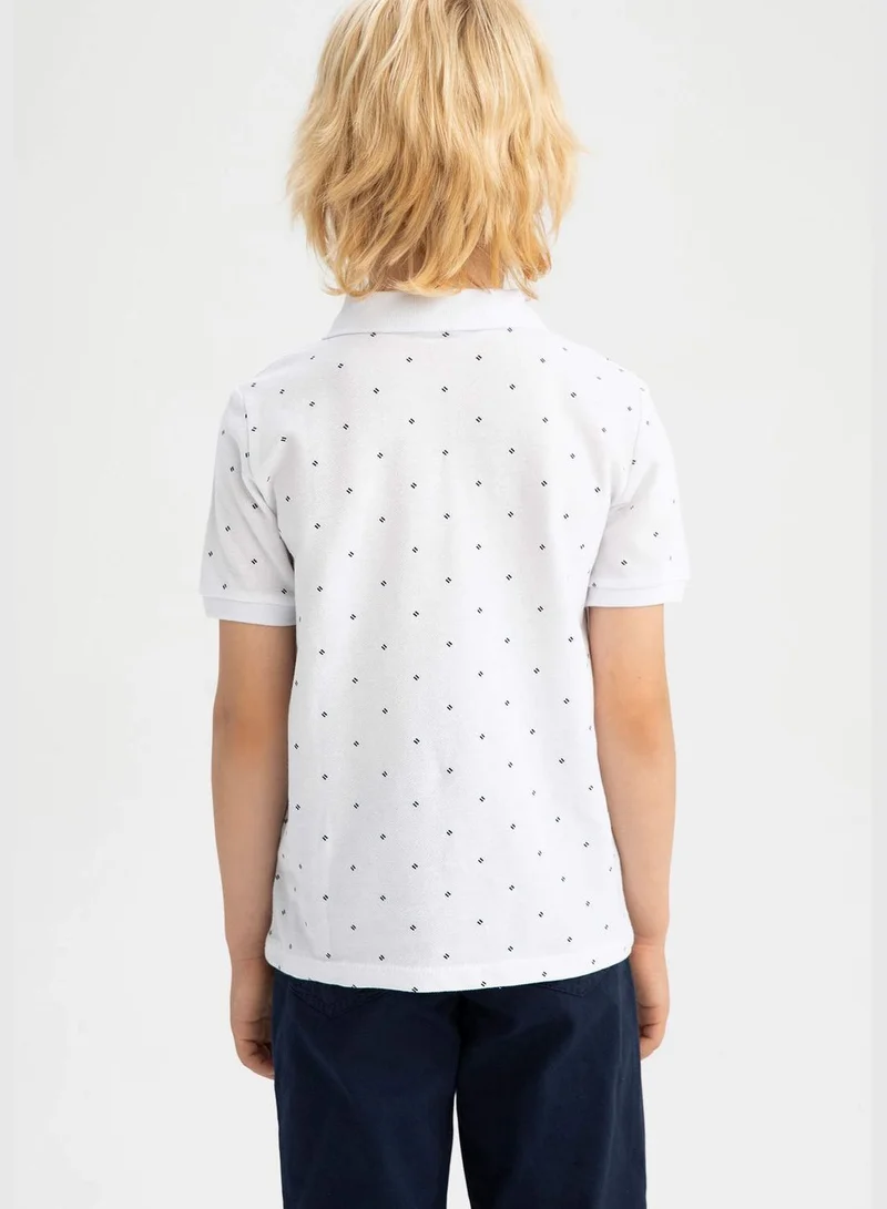 ديفاكتو Regular Fit Short Sleeve Polka Dot Print T-Shirt