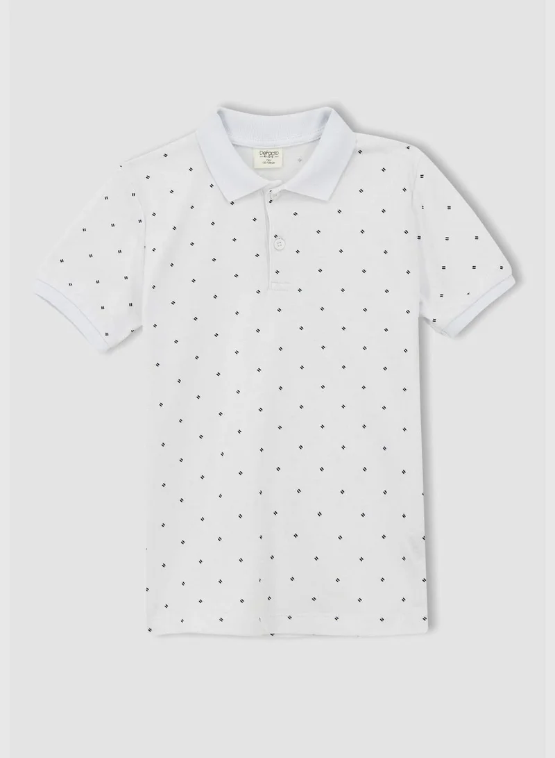 ديفاكتو Regular Fit Short Sleeve Polka Dot Print T-Shirt