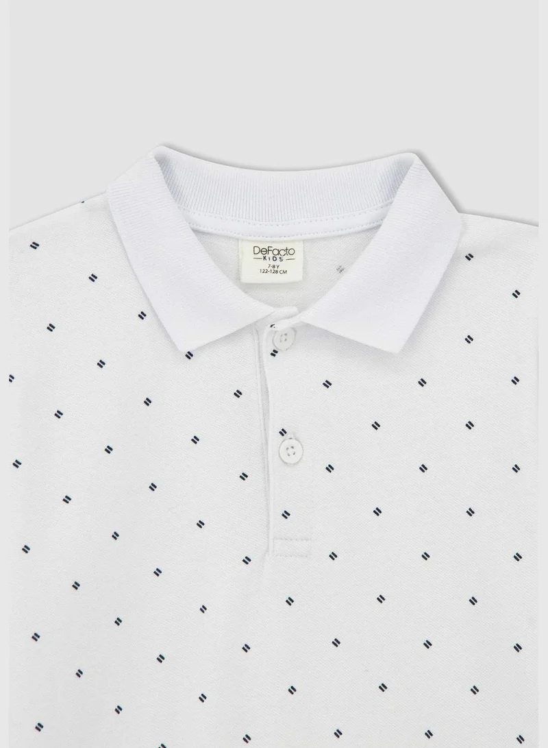 ديفاكتو Regular Fit Short Sleeve Polka Dot Print T-Shirt
