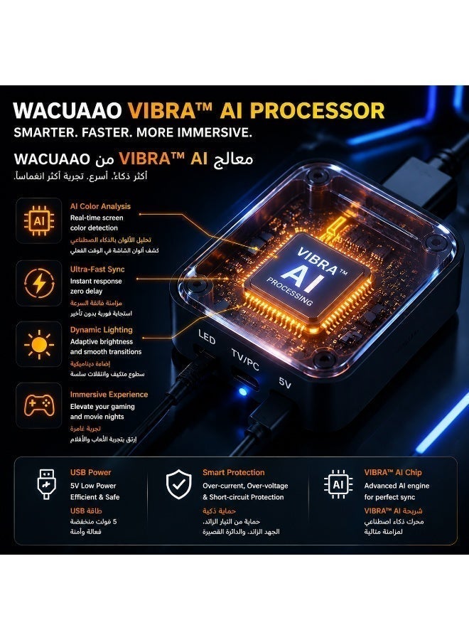WACUAAO Upgrade Smart PC Monitor Sync Backlight, 4-Sided RGBIC LED Strip, Real-Time Gaming & Movie Sync, Rhythm Music, Compatible with Windows & Mac - Perfect Gift for Gamers - Image 5