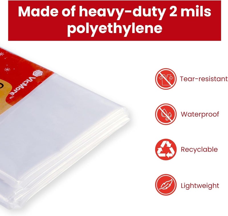 VICMORE Christmas Tree Disposal Bag 9x6 ft Clear Plastic – Heavy-Duty, Tear-Resistant & Odorless Polyethylene for Real or Artificial Xmas Tree Removal, Storage & Moving - Image 4