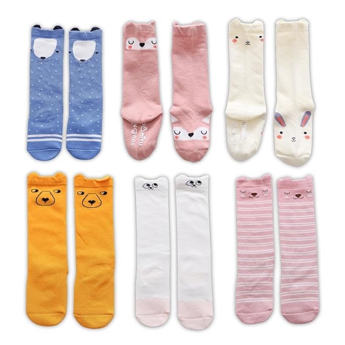 GUCHIGU Unisex Cotton Socks for Babies | Baby Boys & Baby Girls Knee-High Baby Socks for Newborn Babies BS2211 (12-36 Months, Pack of 6) - Image 1